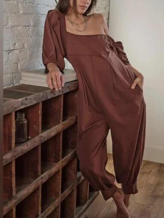 Free People Pants - Free People Lotta Love Romper Size Large in Brown Butter Color